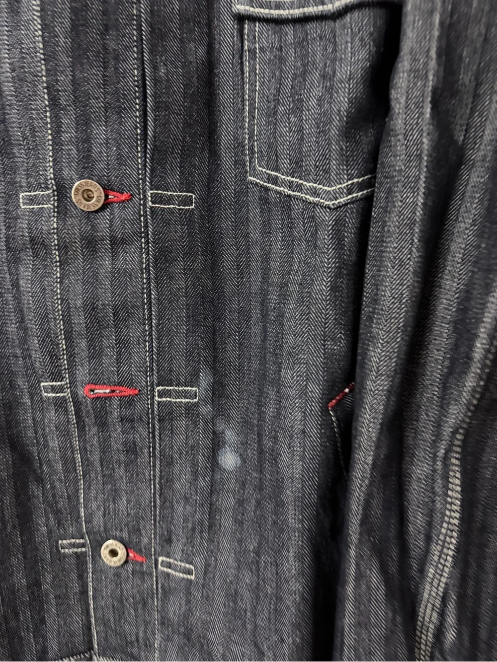 GUESS Men’s Dark Wash Denim Jacket 2XL Button Front Trucker Jean Coat